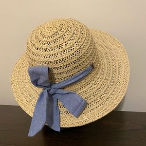 Girls Sunhat with Chambray Ribbon Bow
